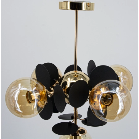 Lampa wisząca metalowa złoto-czarna 5-punktowa 8075/5 - Lampy Elem